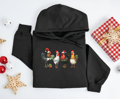 Country Christmas Clucker: Festive Chicken Hoodie