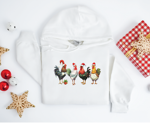 Country Christmas Clucker: Festive Chicken Hoodie