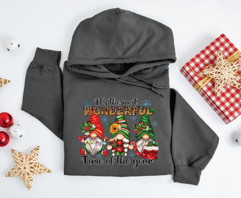 Gnome Wonderland: Festive Cheetah Print Hoodie