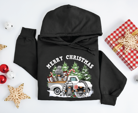 Gnomes On The Go: Vintage Truck Christmas Hoodie