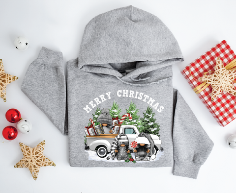 Gnomes On The Go: Vintage Truck Christmas Hoodie