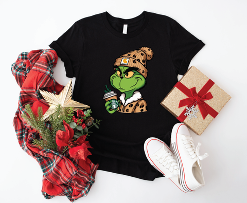 Grinchbucks Glam: Sips And Sneers Softstyle Shirt