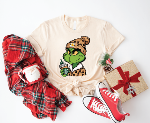 Grinchbucks Glam: Sips And Sneers Softstyle Shirt