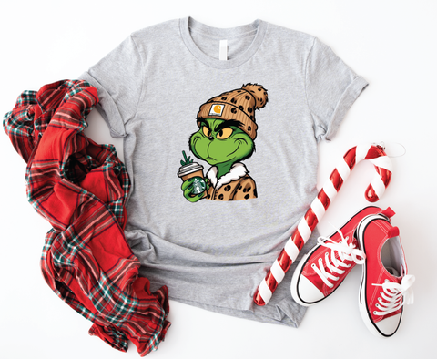 Grinchbucks Glam: Sips And Sneers Softstyle Shirt