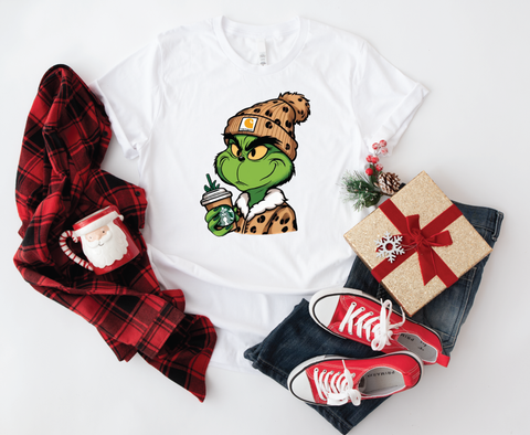 Grinchbucks Glam: Sips And Sneers Softstyle Shirt