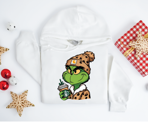 Grinchbucks Glam: Sips And Sneers Hoodie