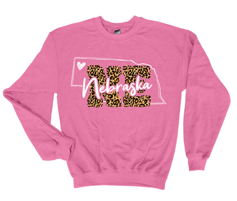 Cute Nebraska Leopard Print Crewneck Sweatshirt