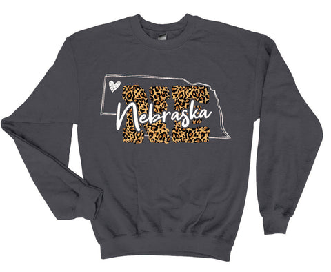 Cute Nebraska Leopard Print Crewneck Sweatshirt