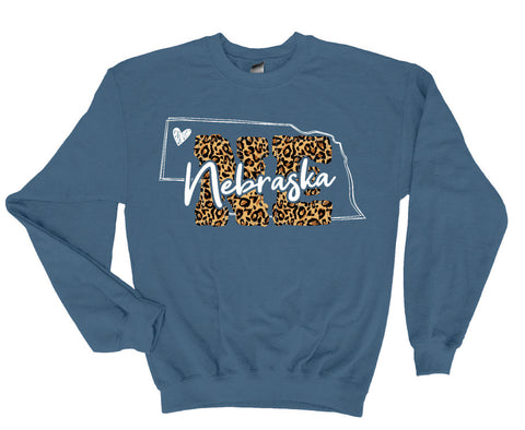 Cute Nebraska Leopard Print Crewneck Sweatshirt