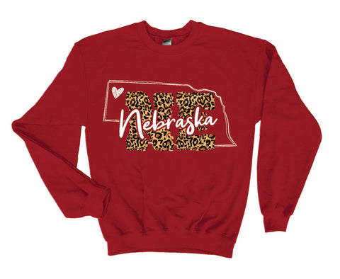 Cute Nebraska Leopard Print Crewneck Sweatshirt