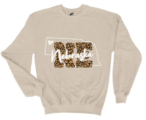 Cute Nebraska Leopard Print Crewneck Sweatshirt