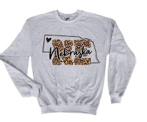 Cute Nebraska Leopard Print Crewneck Sweatshirt