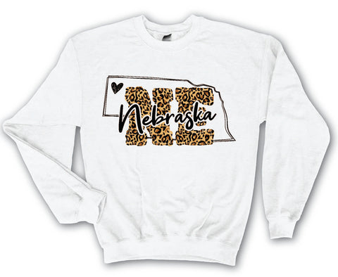 Cute Nebraska Leopard Print Crewneck Sweatshirt