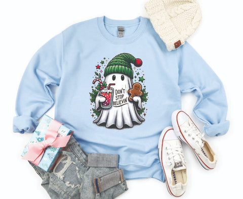 Don't Stop Believing Ghostmas Sweatshirt - Cozy Crewneck