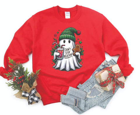 Don't Stop Believing Ghostmas Sweatshirt - Cozy Crewneck