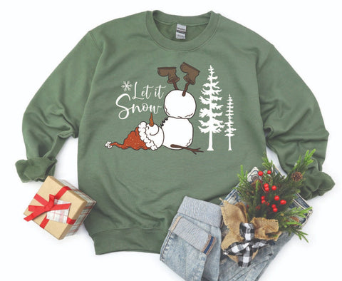 Let It Snow Snowman Christmas Sweatshirt - Cozy Crewneck