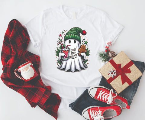 Don't Stop Believing Ghostmas - Soft Style Tshirt