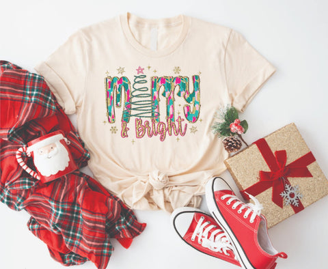 Merry and Bright Painted Christmas - Soft Style Tshirt