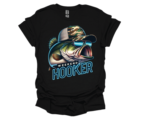 Weekend Hooker Bass T-Shirt with Camo Hat- Softstyle Unisex T-Shirt