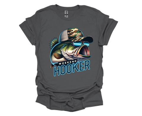 Weekend Hooker Bass T-Shirt with Camo Hat- Softstyle Unisex T-Shirt