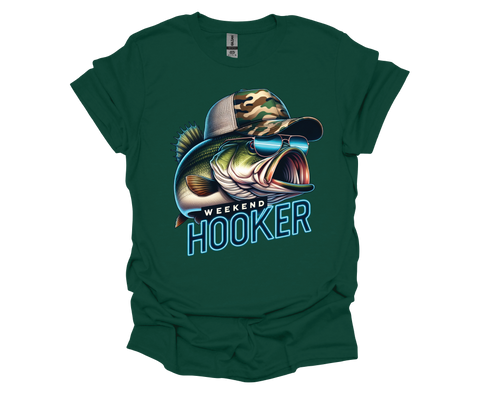 Weekend Hooker Bass T-Shirt with Camo Hat- Softstyle Unisex T-Shirt