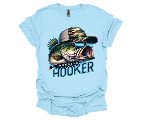 Weekend Hooker Bass T-Shirt with Camo Hat- Softstyle Unisex T-Shirt