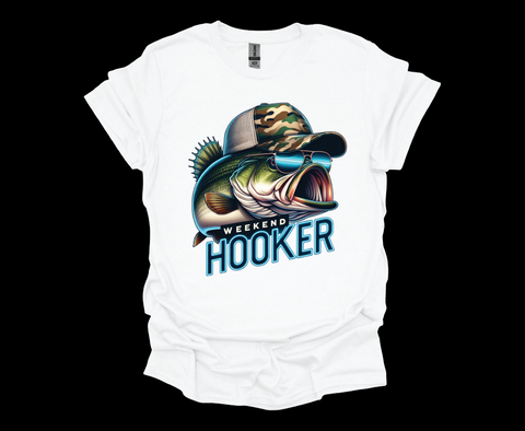 Weekend Hooker Bass T-Shirt with Camo Hat- Softstyle Unisex T-Shirt